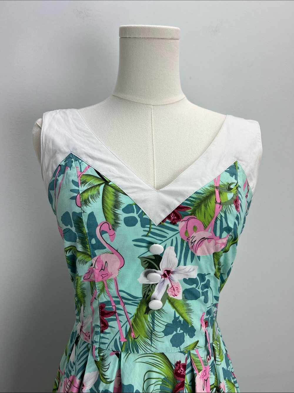 Hell Bunny Retro Dress Vintage Style Fit N Flare Tropical Flamingo Print XS - Picture 3 of 8